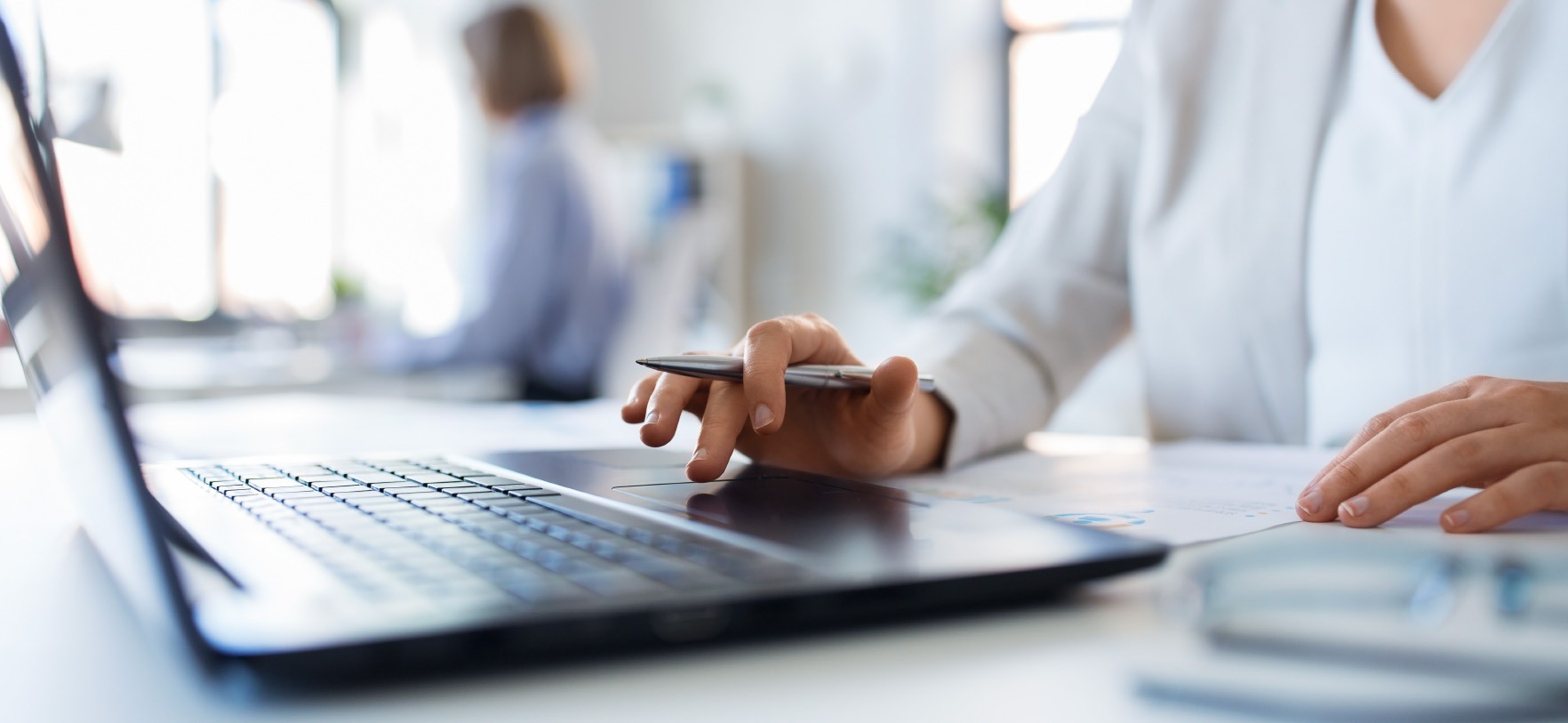 Woman working on laptop